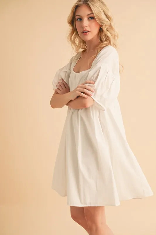 Aemi + Co Square Neck Babydoll Dress with Pockets | Daverri Fashions