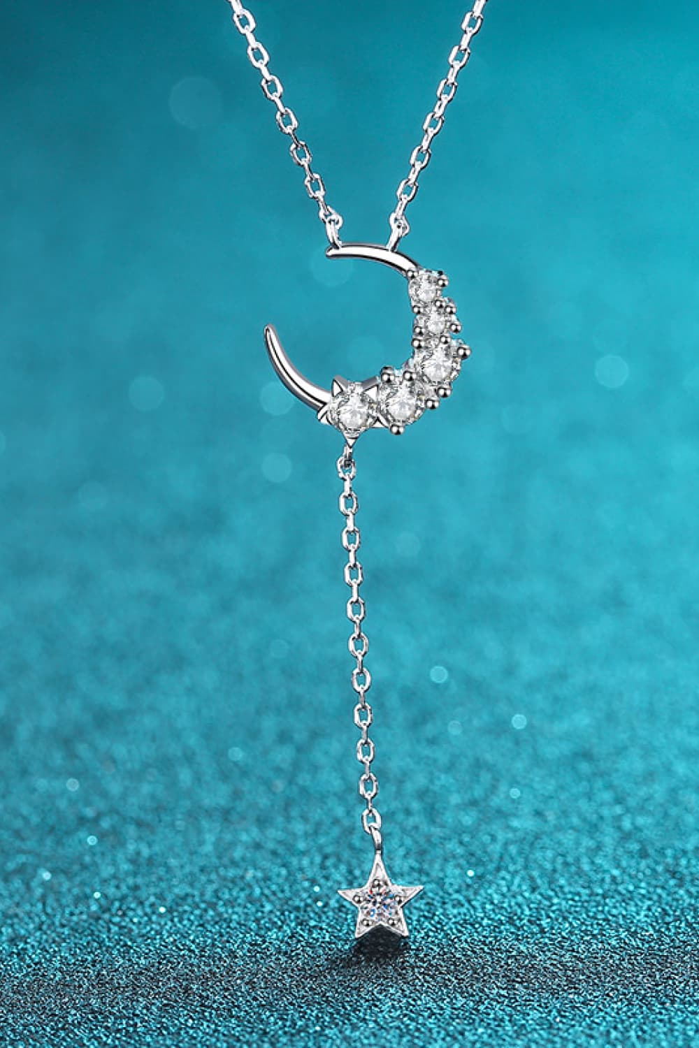 Star & Moon Moissanite Necklace | Necklaces Daverri Fashions