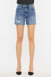 Kancan Distressed High Waist Denim Shorts | Daverri Fashions