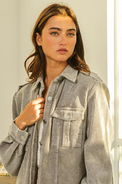 BiBi Button Up Corduroy Shacket | Shackets Daverri Fashions