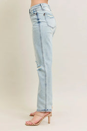 Judy Blue Full Size Mr Repair Stitch Detail Destroy Single Cuff Bf Jeans Plus Size | Jeans Daverri Fashions