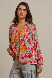 BiBi Woven Floral Printed Shirt Top | Tops Daverri Fashions