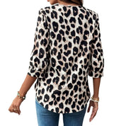 Leopard Print 3/4 Sleeve Blouse | Blouses Daverri Fashions