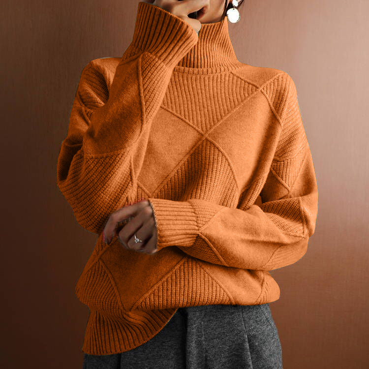 Loose Fit Turtleneck Knit Sweater | Sweaters Daverri Fashions