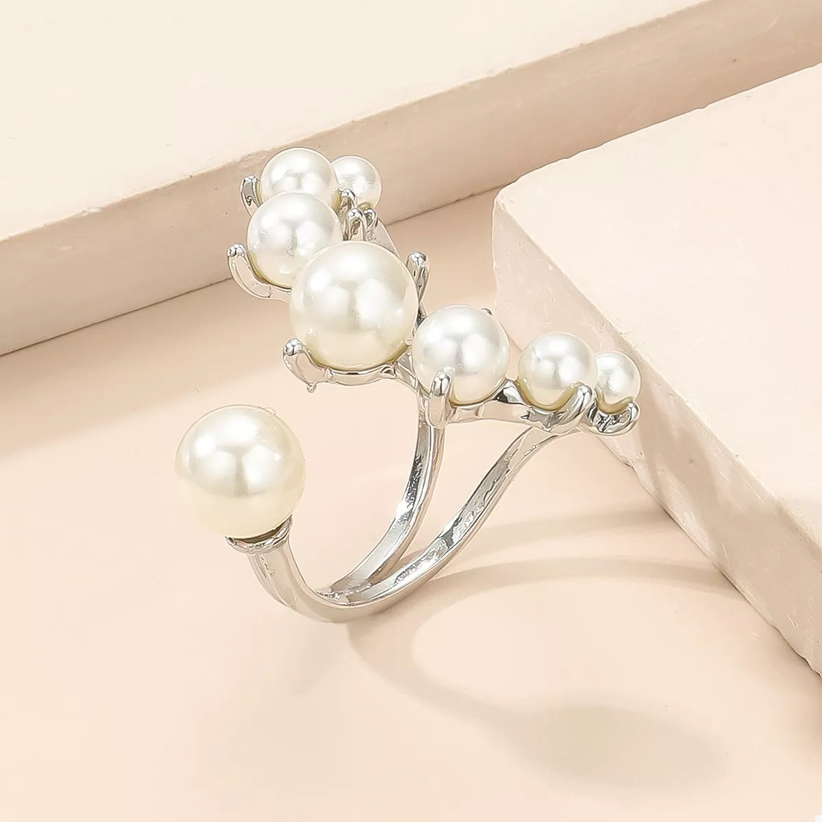 Alloy Pearl Open Ring | Rings Daverri Fashions