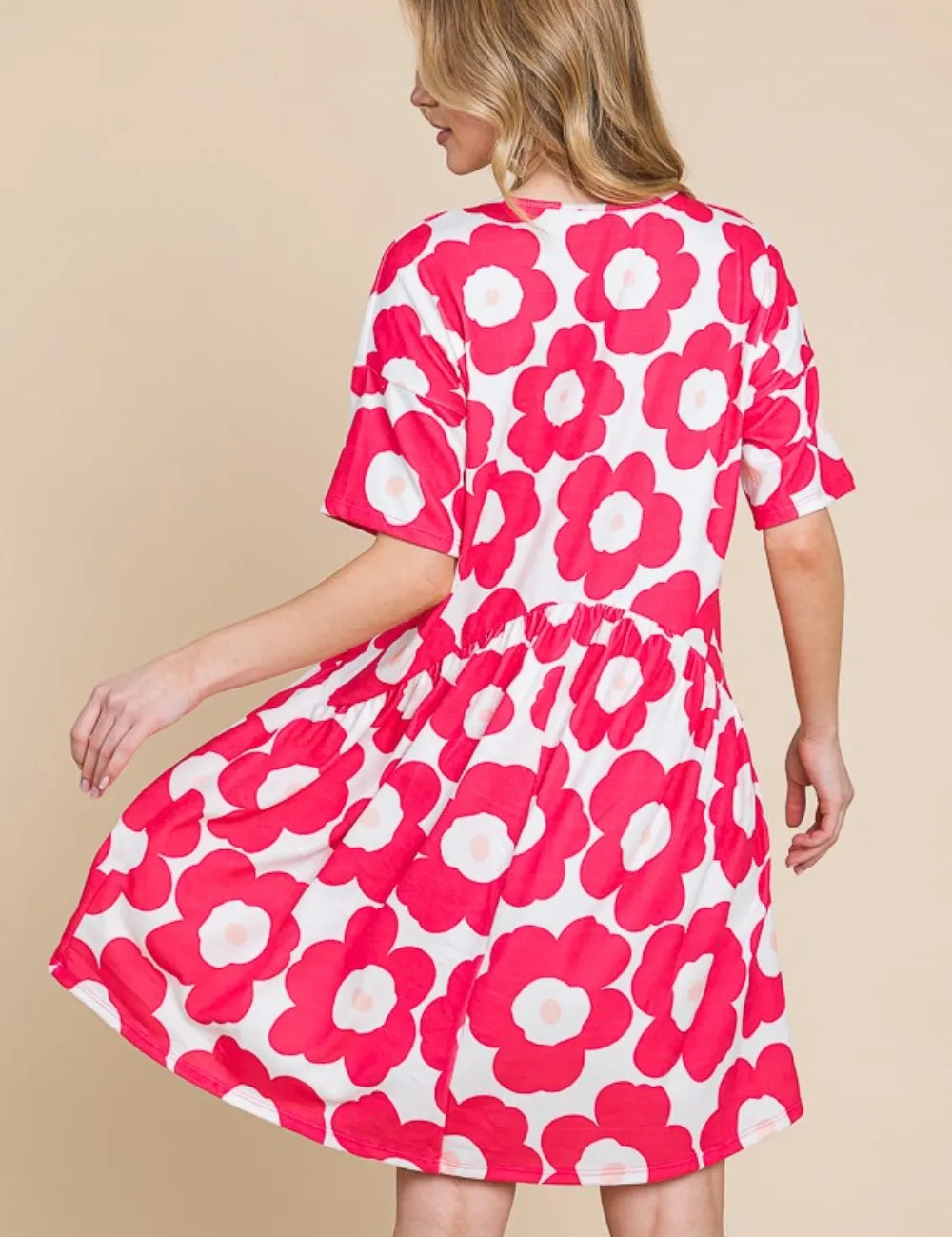 BOMBOM Flower Print Ruched Dress | Mini Dresses Daverri Fashions