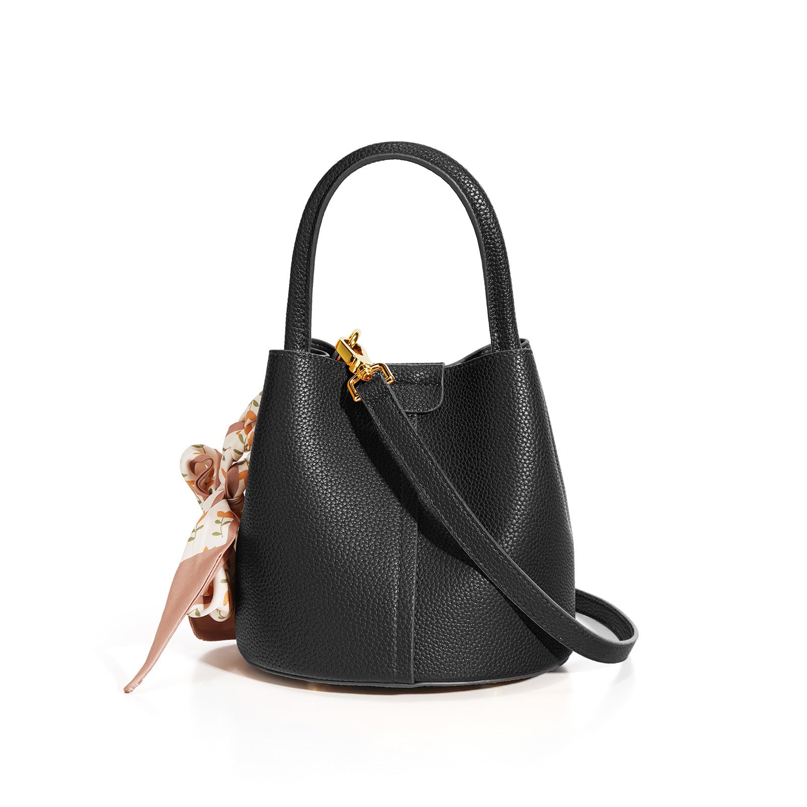Black Bria Genuine Leather Bucket Bag | Handbags Daverri Fashions