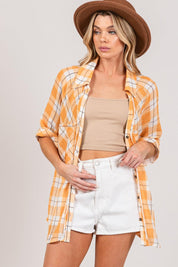 SAGE + FIG Plaid Button Up Side Slit Shirt | Daverri Fashions