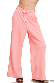 DK PINK M Zenana Scuba Drawstring Pants Dk Pink | Loungewear Bottoms Daverri Fashions