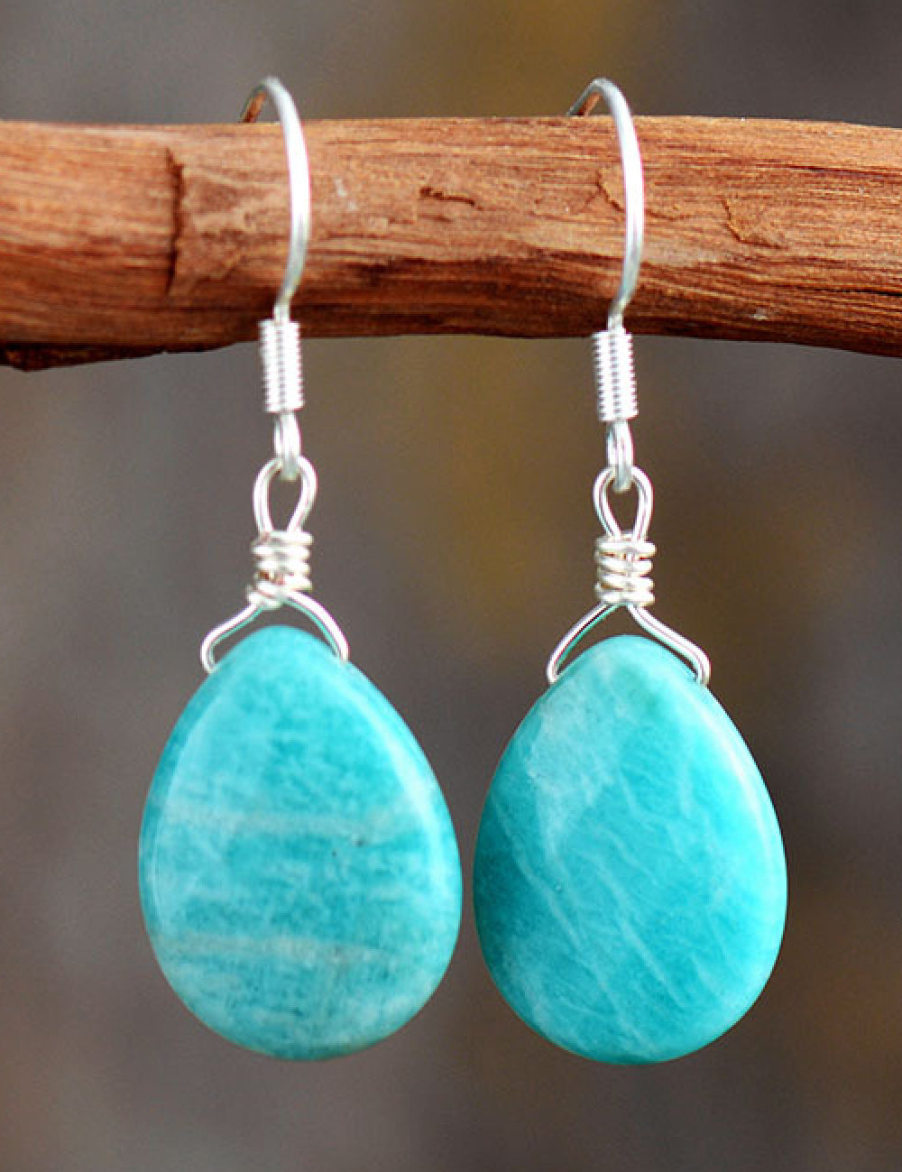 Sky Blue One Size Handmade Natural Stone Teardrop Earrings | Earrings Daverri Fashions