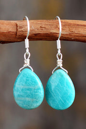 Sky Blue One Size Handmade Natural Stone Teardrop Earrings | Earrings Daverri Fashions