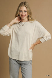 ECRU Umgee Textured Knit Long Sleeve Top | Tops Daverri Fashions