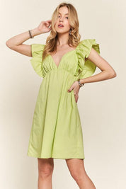 ADORA Smocked Back Ruffled Cap Sleeve Babydoll Dress | Babydoll Dresses Daverri Fashions