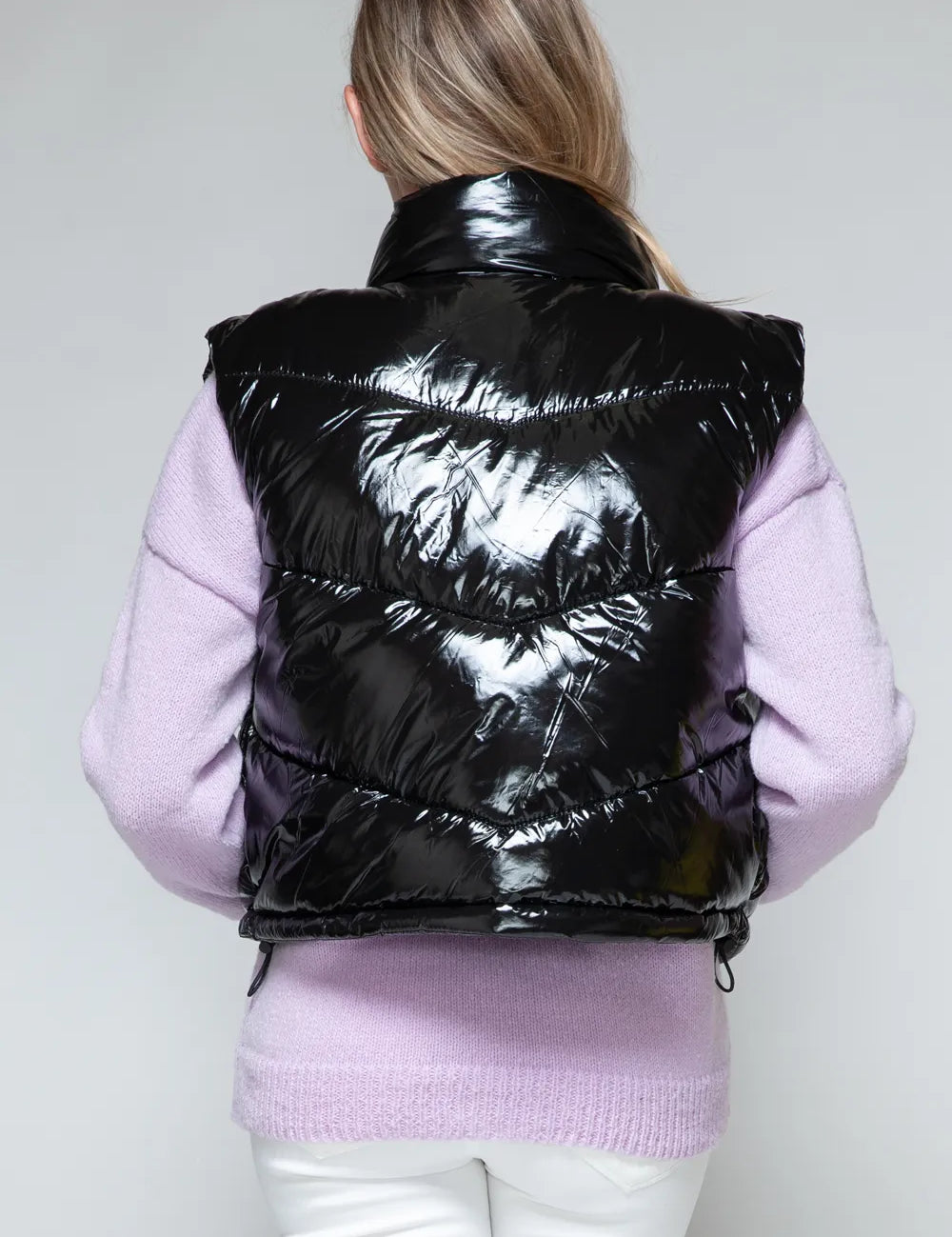 Snobbish Zip Up Turtleneck Shiny Quilted Vest | Vest Jackets Daverri Fashions
