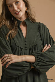 Umgee Corduroy Tiered Babydoll Dress | Mini Dresses Daverri Fashions