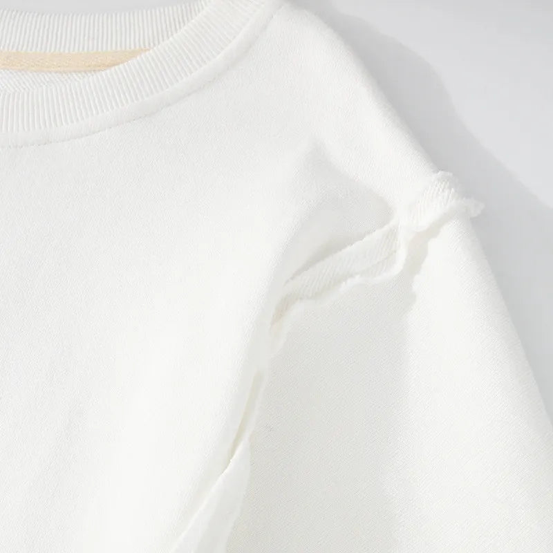 Exposed Seam High-Low Long Sleeve Sweatshirt | Daverri Fashions