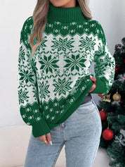 Christmas Snowflake Turtleneck Long Sleeve Sweater | Sweaters Daverri Fashions