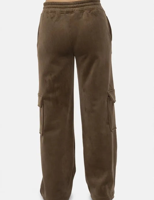 Mono B Elastic Waist Corduroy Cargo Pants | Daverri Fashions