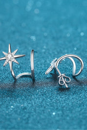 Moissanite Star Rhodium-Plated Earrings | Earrings Daverri Fashions