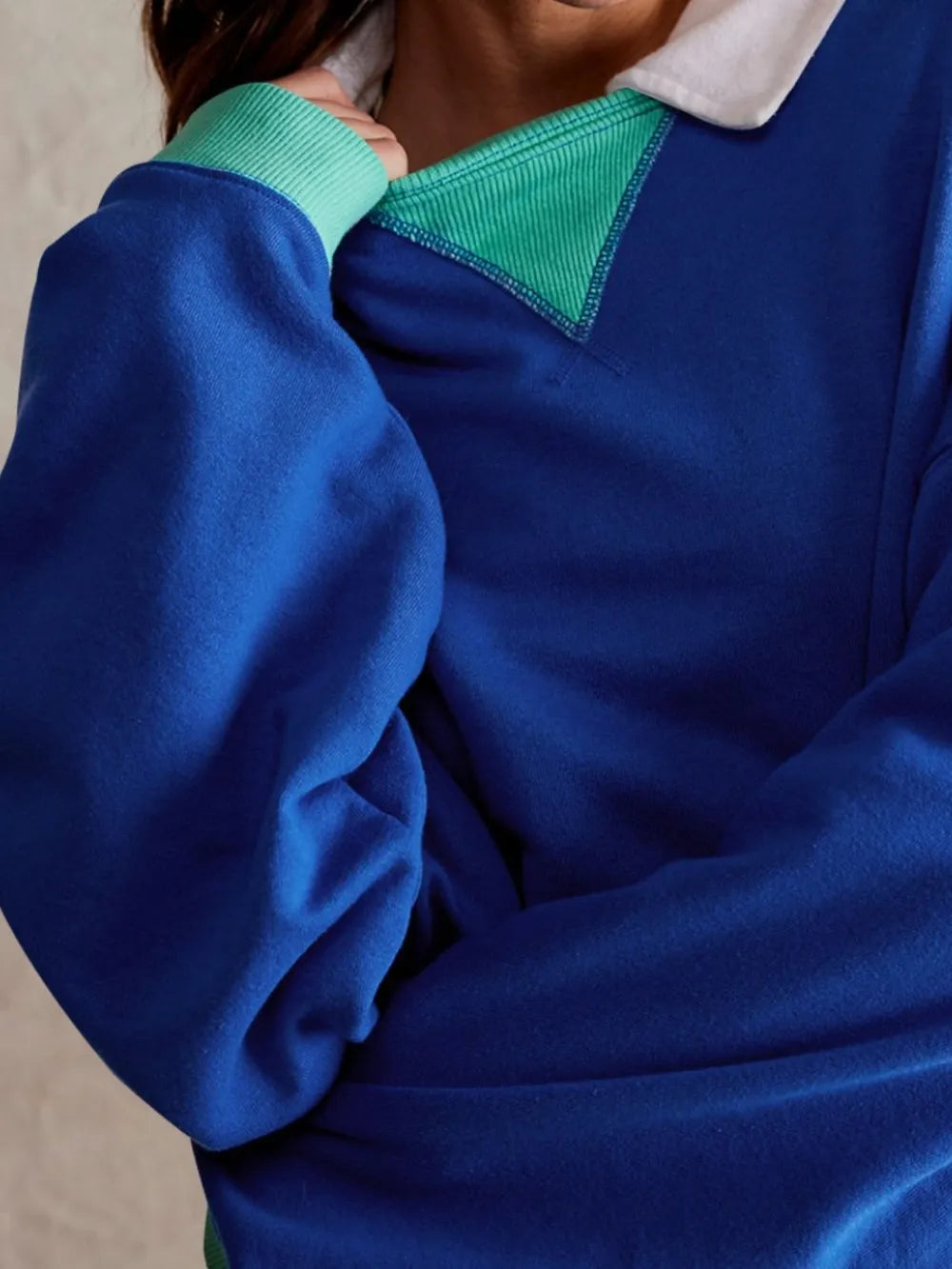 Contrast Dropped Shoulder Long Sleeve Sweatshirt | Sweatshirts Daverri Fashions