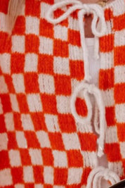 Double Take Tied Checkered Dropped Shoulder Flounce Sleeve Cardigan | Cardigans Daverri Fashions
