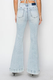 High Rise Front Patch Pocket Flare Jeans | Jeans Daverri Fashions