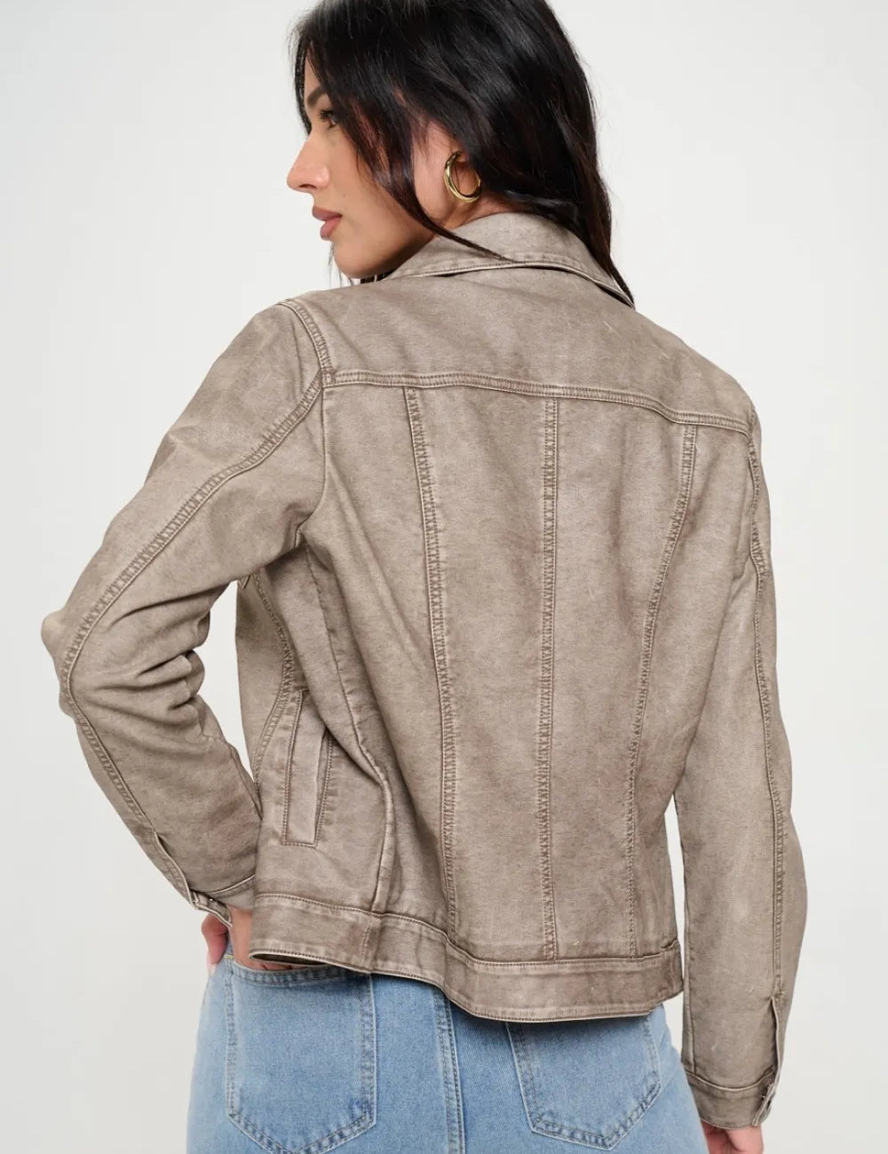 Coalition LA Button Down Cargo Vegan Leather Shacket | Shackets Daverri Fashions