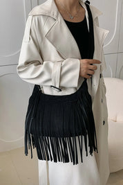 Suede Fringe Adjustable Strap Shoulder Bag | Handbags Daverri Fashions