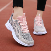 Pale Blush Breathable Mesh Lace Up Athletic | Sneakers Daverri Fashions