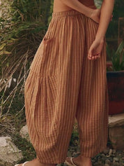 Full Size Striped Wide Leg Casual Pants Plus Size | Pants Daverri Fashions