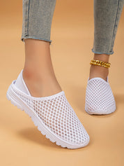 White Breathable Mesh Slip-Ons | Sneakers Daverri Fashions