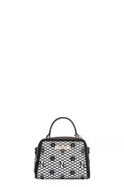 BLACK One Size Vegan Geometric Pattern Structured Handbag | Handbags Daverri Fashions