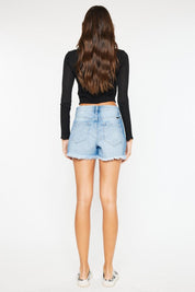 Kancan High Waist Frayed Denim Shorts | Daverri Fashions