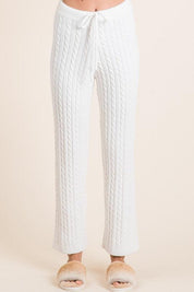 Ivory S BiBi Cable-Knit High Waist Sweater Pants | Sweaters Daverri Fashions