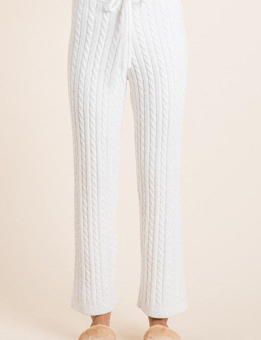 Ivory S BiBi Cable-Knit High Waist Sweater Pants | Sweaters Daverri Fashions