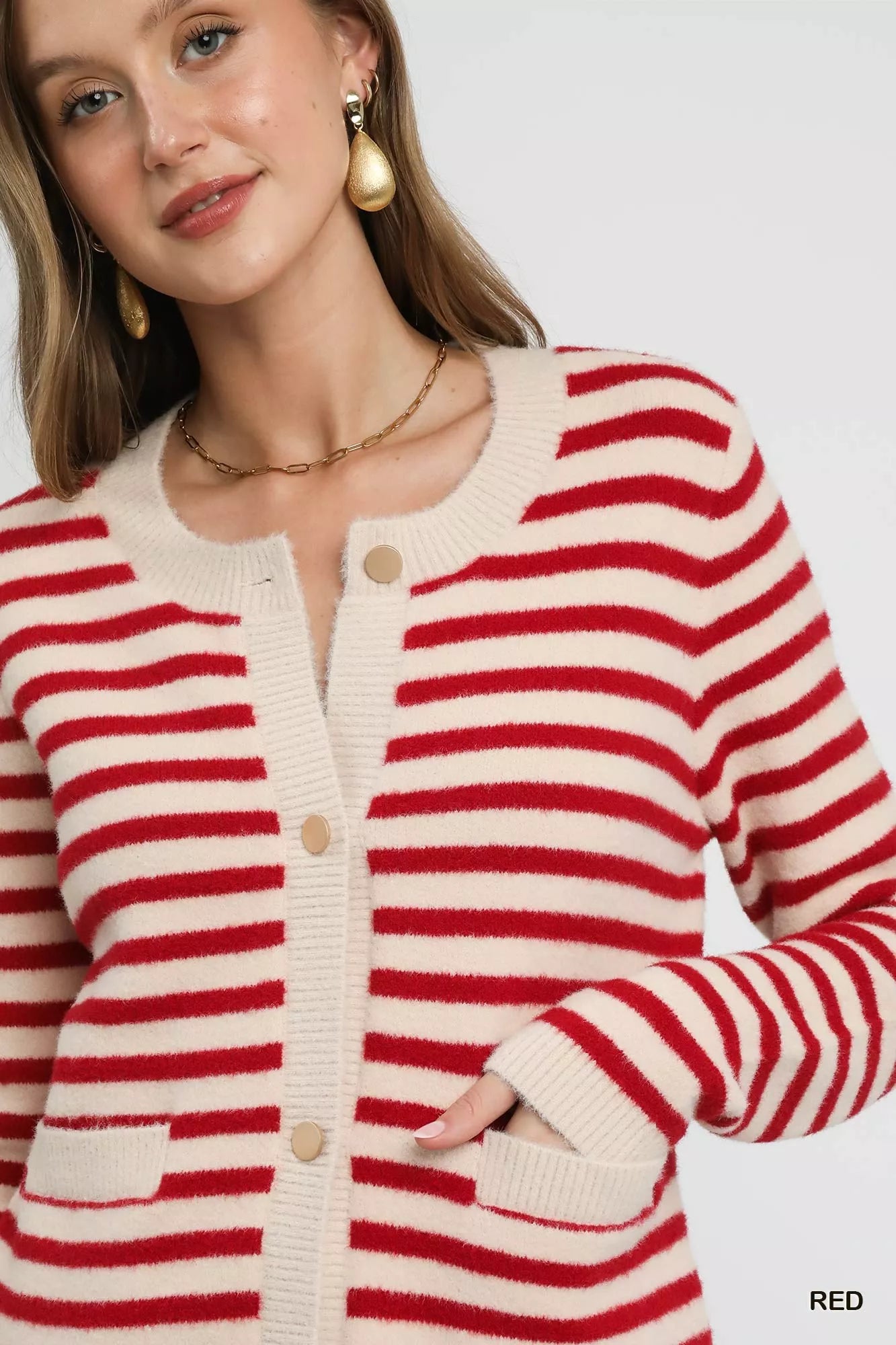 Umgee Striped Knit Button-Up Cardigan | Cardigans Daverri Fashions