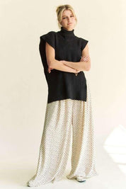 Davi & Dani Side Split Turtleneck Sleeveless Knit Sweater | Sweaters Daverri Fashions
