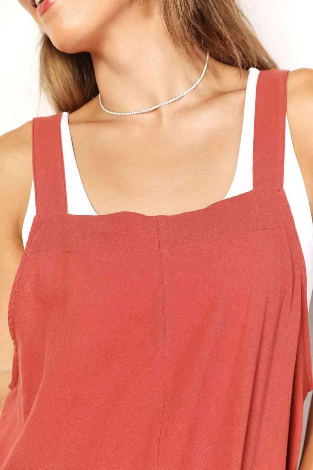 Perfee Wide Leg Overalls with Front Pockets | Daverri Fashions