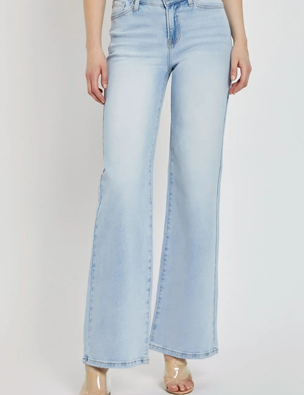 Light RISEN Full Size Wide Leg V Dipped Front Waist Jeans | Jeans Daverri Fashions