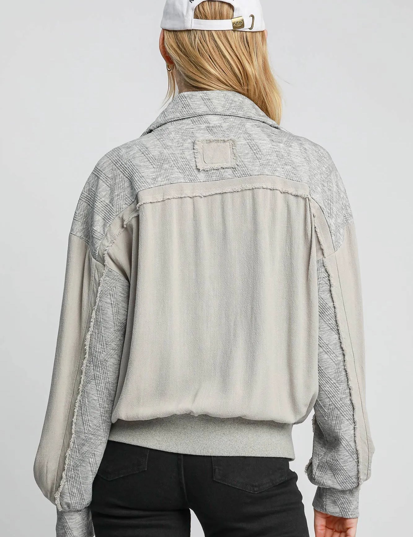 Umgee Two-Way Jacquard Zip-Up Jacket | Daverri Fashions