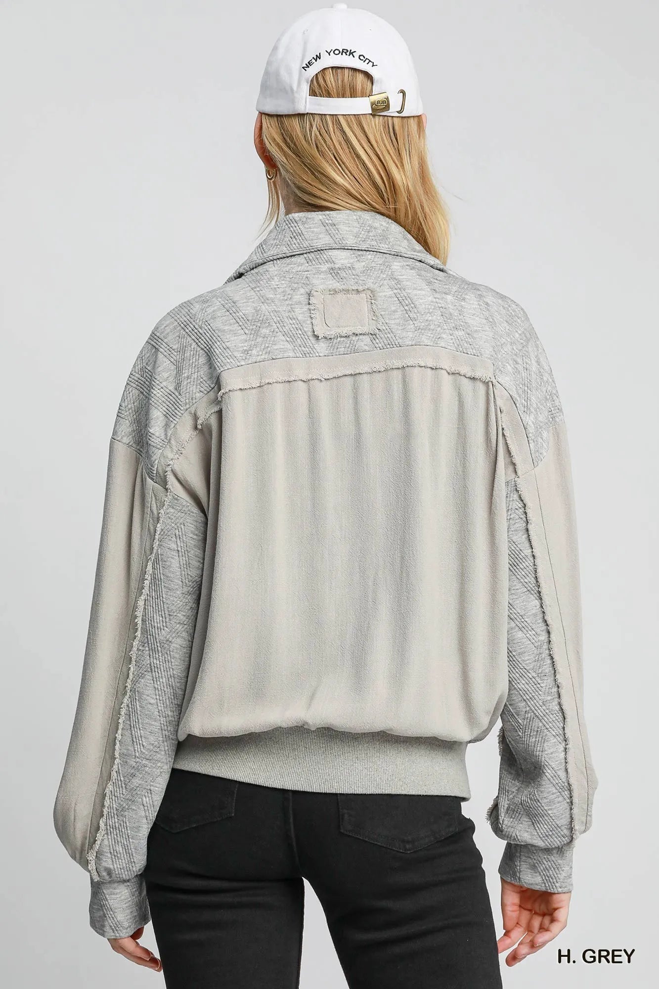 Umgee Two-Way Jacquard Zip-Up Jacket | Daverri Fashions