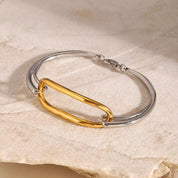 Two-Tone Geometric Link Bracelet | Bracelets Daverri Fashions