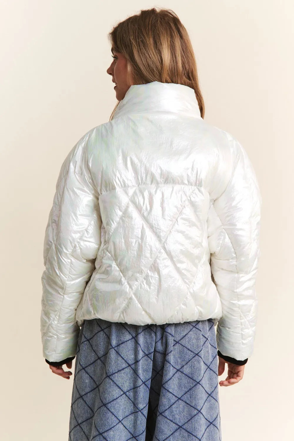 J.NNA Quilted Mock Neck Puffer Jacket | Puffer Jackets Daverri Fashions