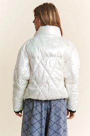 J.NNA Quilted Mock Neck Puffer Jacket | Puffer Jackets Daverri Fashions