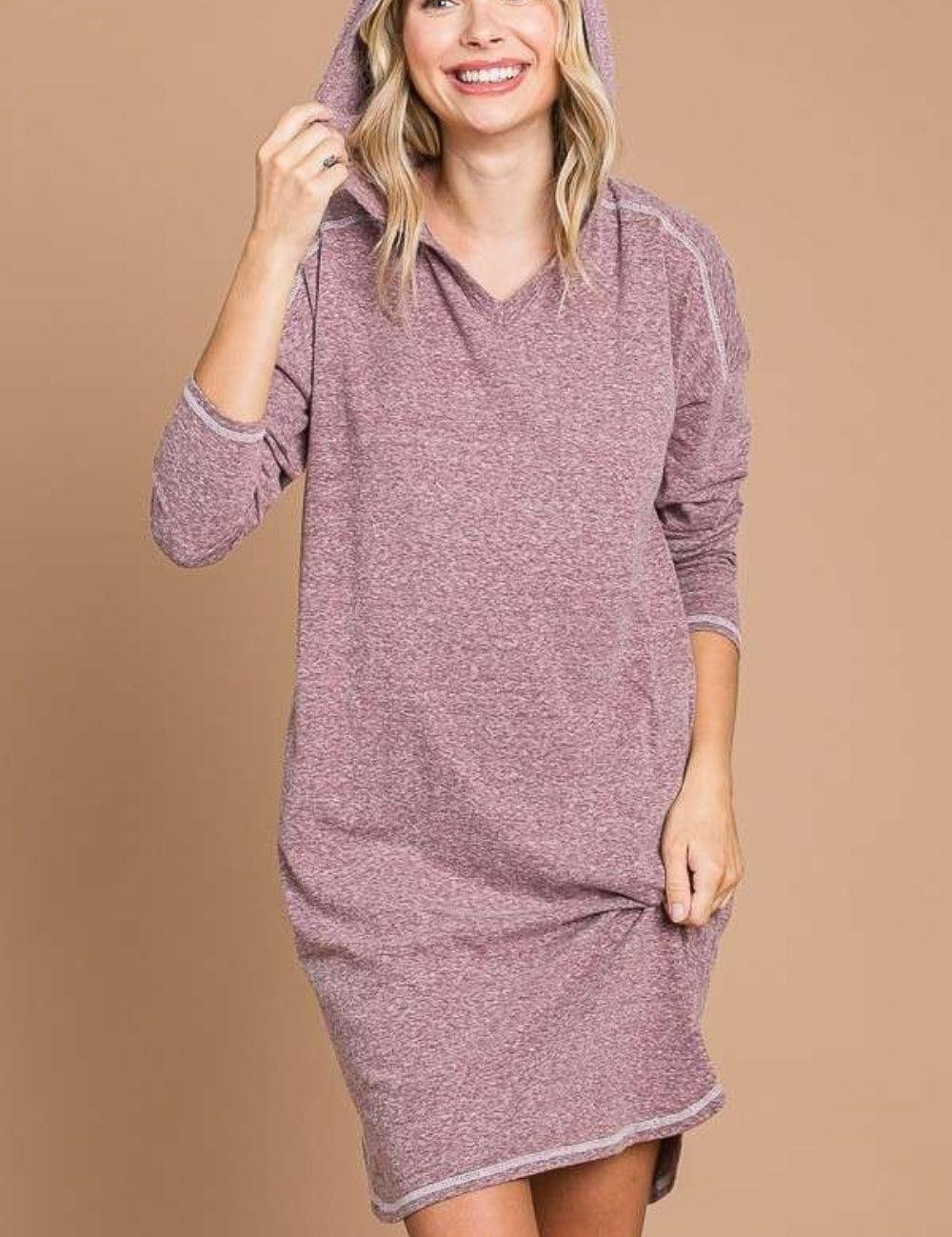 VIVIDMERLOT Culture Code Hooded Long Sleeve Sweater Dress | Sweaters Daverri Fashions