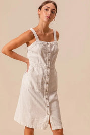 SO ME Button Down Pocket Front Pinafore Dress | Daverri Fashions