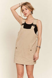 ADORA Adjustable Wide Strap Square Neck Overall Dress | Daverri Fashions