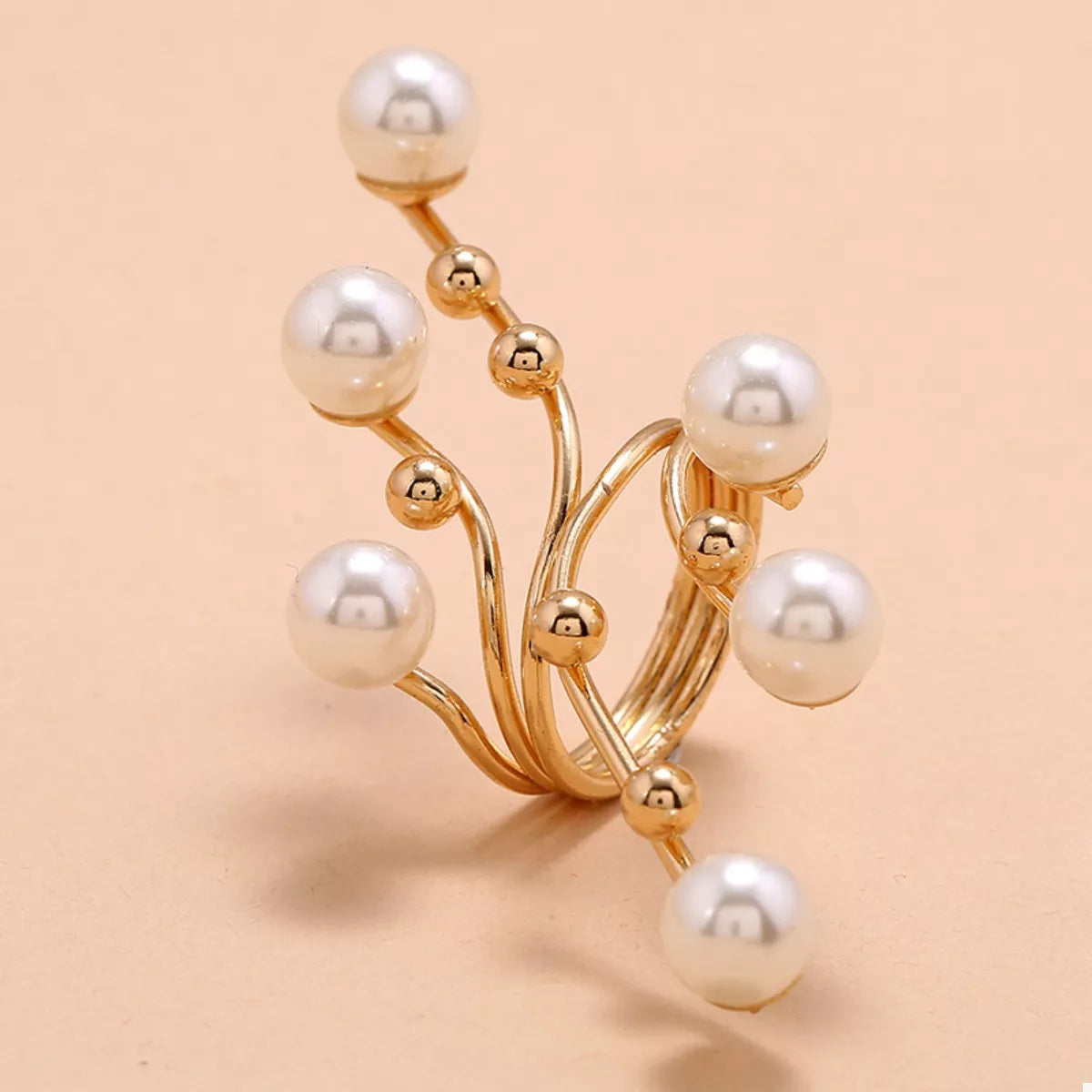 Alloy Pearl Bypass Ring | Rings Daverri Fashions