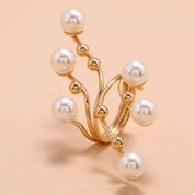 Alloy Pearl Bypass Ring | Rings Daverri Fashions