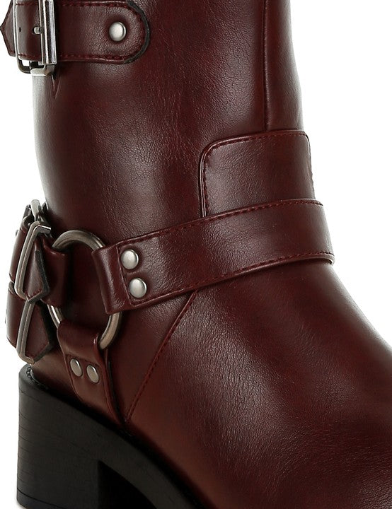 Caribou Harness Detail Biker Boots | Boots Daverri Fashions